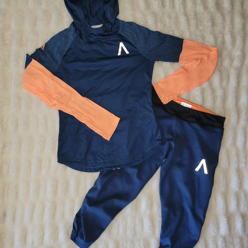 Adidas Navy and Orange Women's Activewear Set